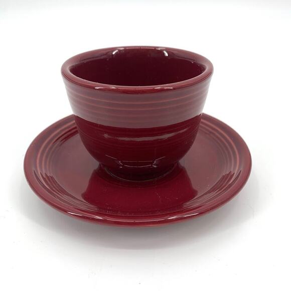 Fiesta Retired HLC Burgundy Cinnabar Coffee Cafe Tea Mug Cup & Saucer Fiestaware - Picture 3 of 7